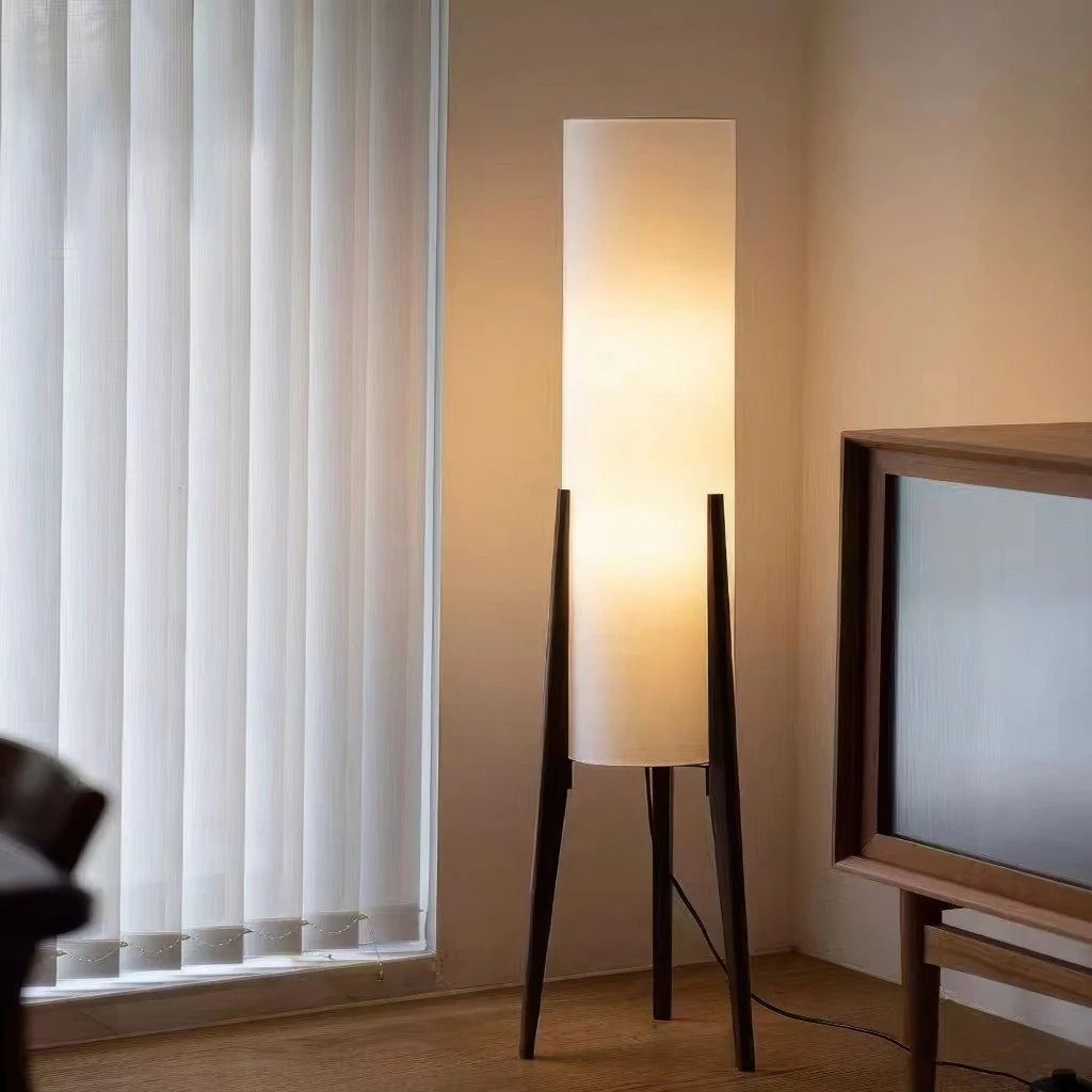 Floor Lamp Solid Walnut Wood Dimmable LED Touch Dimmer