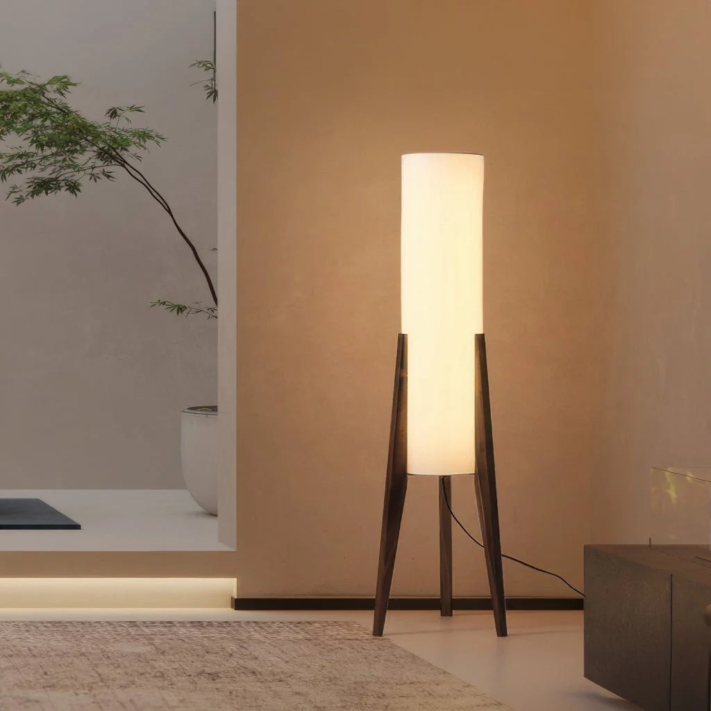 Floor Lamp Solid Walnut Wood Dimmable LED Touch Dimmer