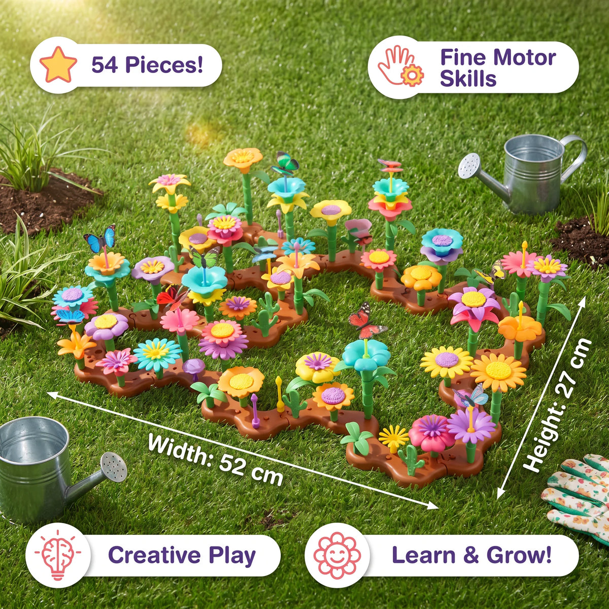 Flower Garden Pegging Toy Set Colorful Rebuildable Pieces