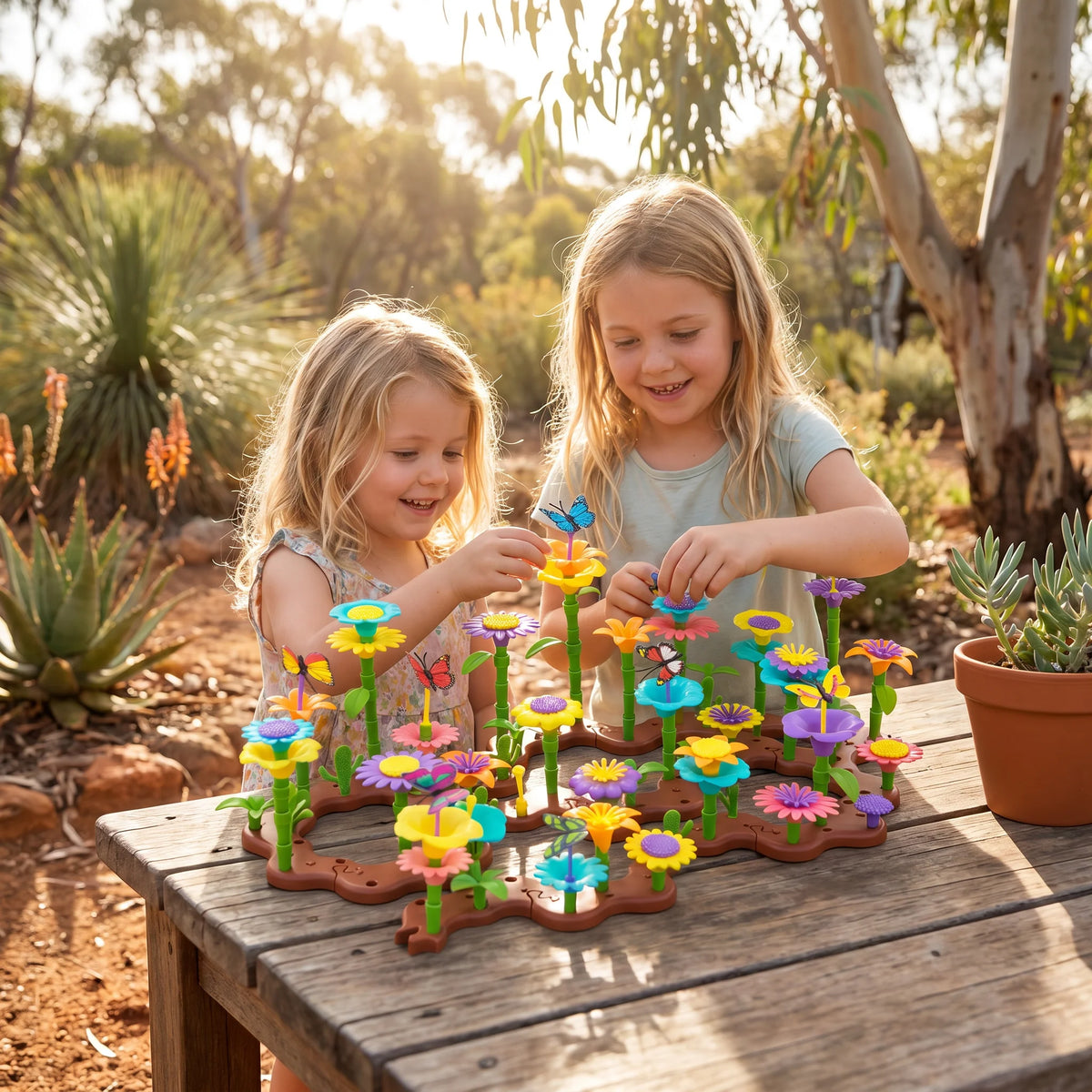 Flower Garden Pegging Toy Set Colorful Rebuildable Pieces