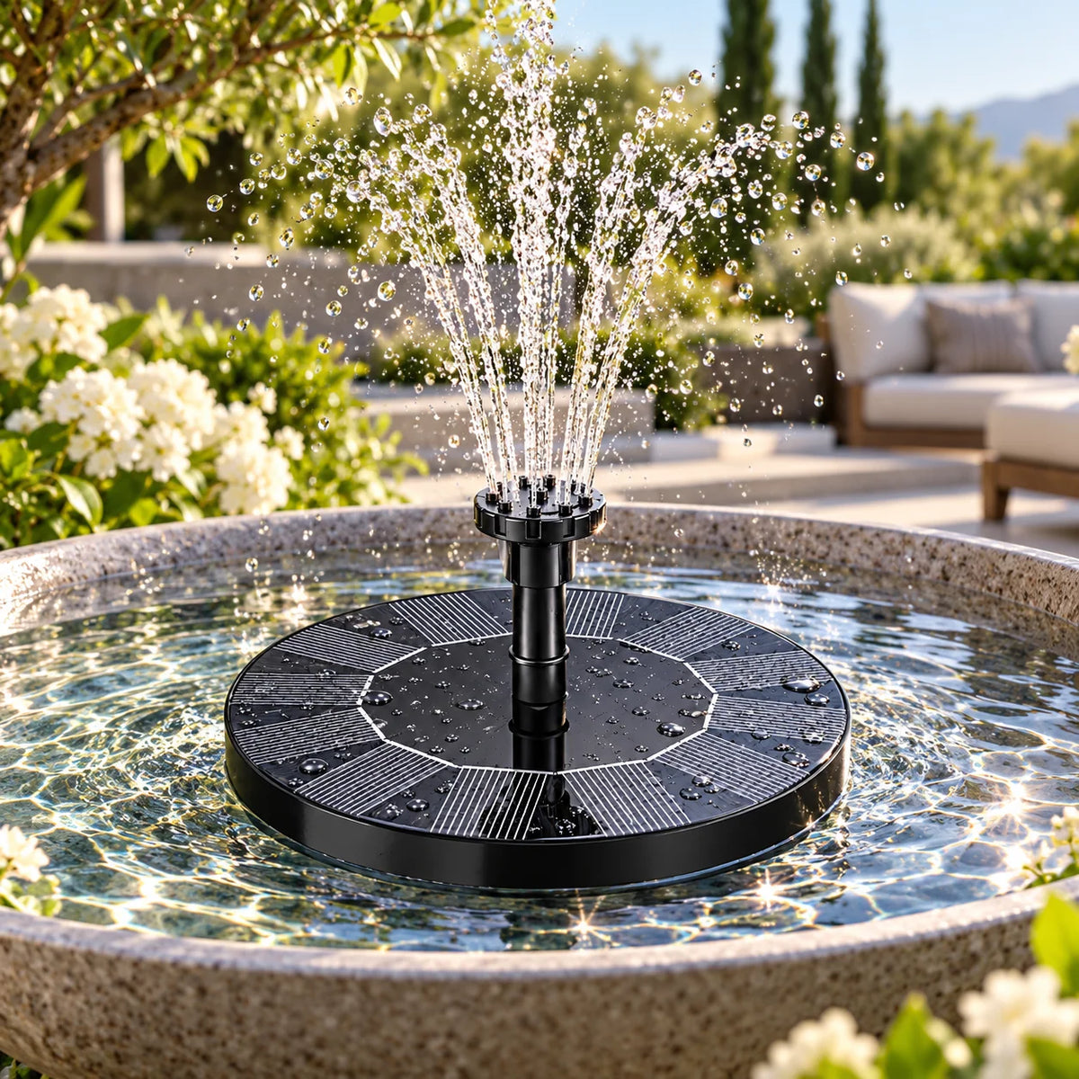 Fountain Pump Solar-Powered Floating Interchangeable Spray Heads