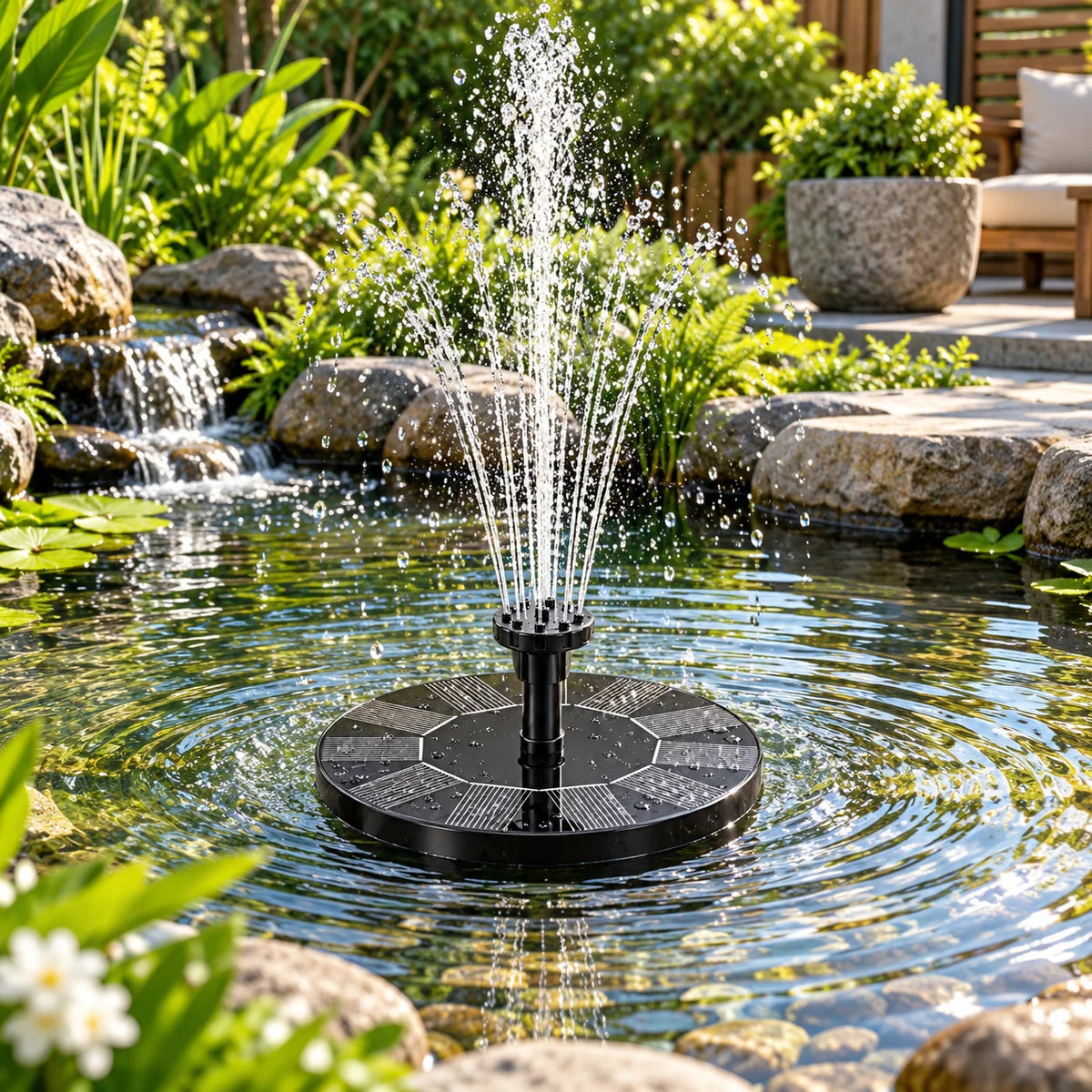 Fountain Pump Solar-Powered Floating Interchangeable Spray Heads