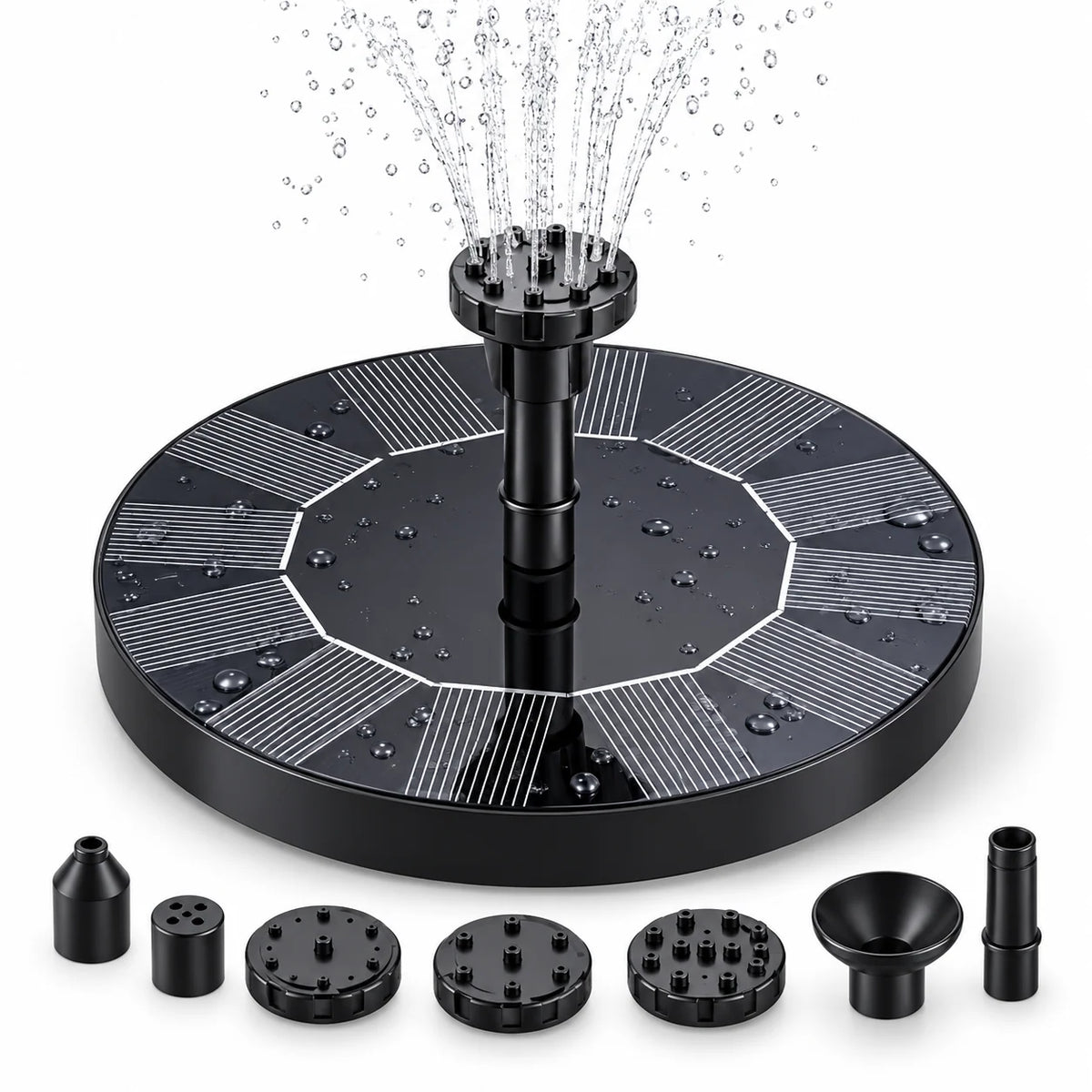Fountain Pump Solar-Powered Floating Interchangeable Spray Heads