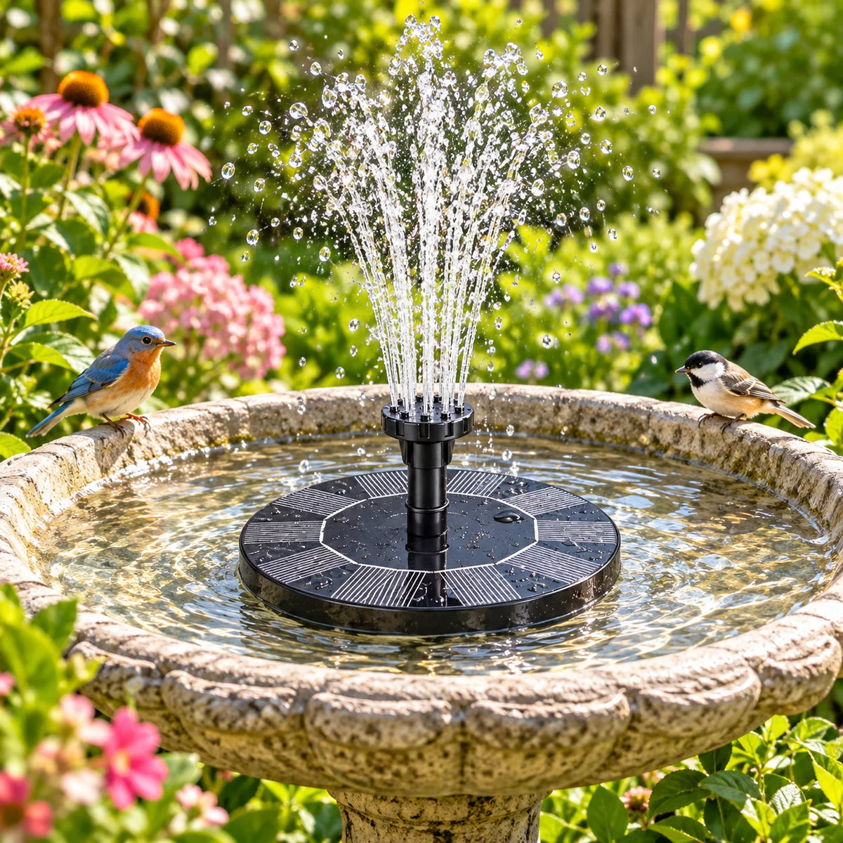 Fountain Pump Solar-Powered Floating Interchangeable Spray Heads