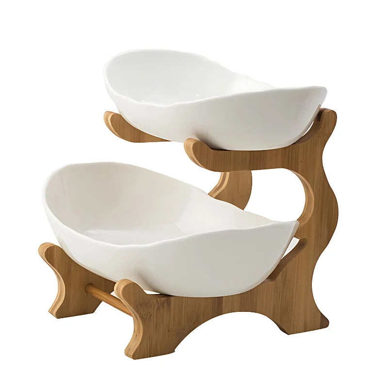 Fruit Bowl Tiered Bamboo Frame Removable Bowls