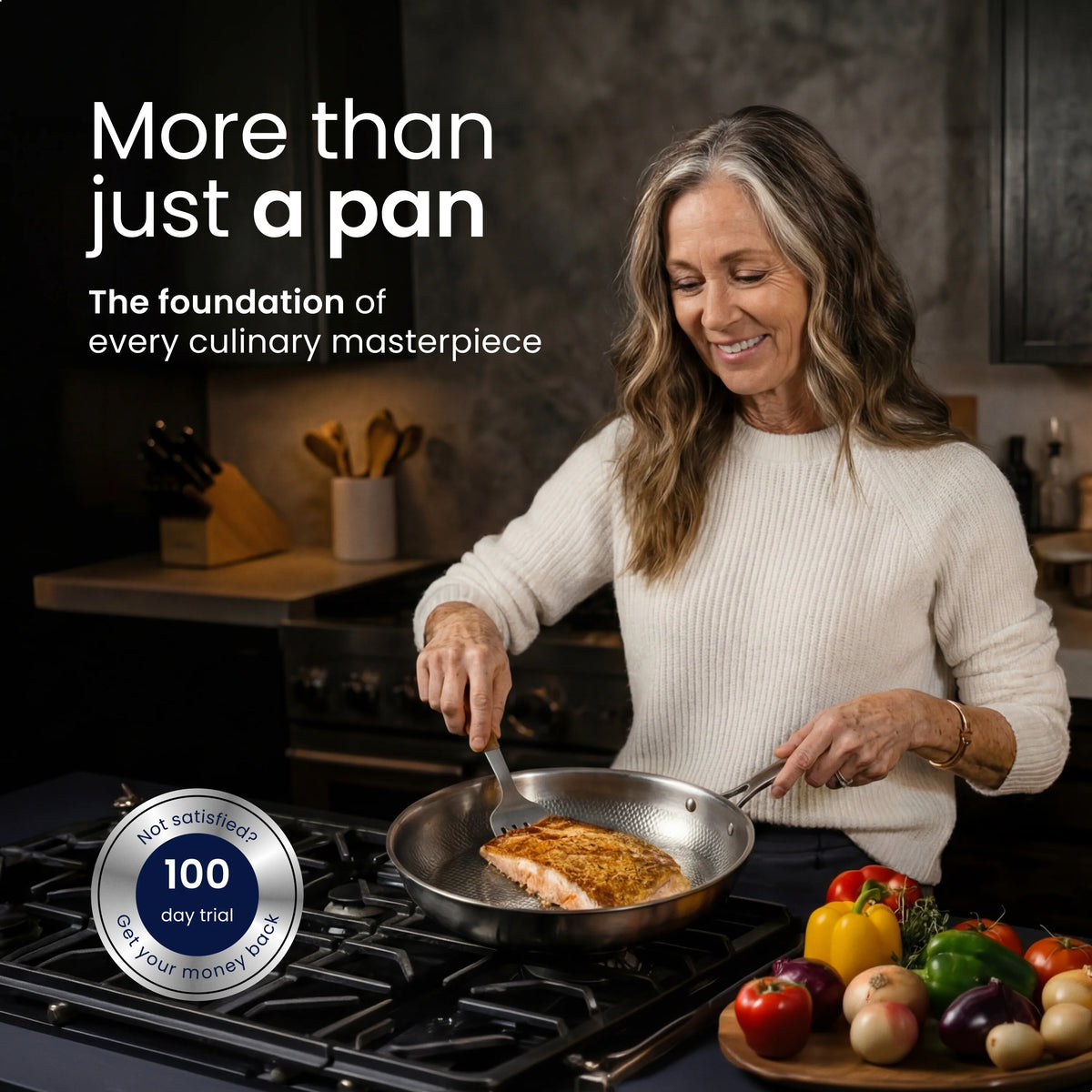 Frying Pan Uncoated Titanium Induction Compatible PFAS-Free