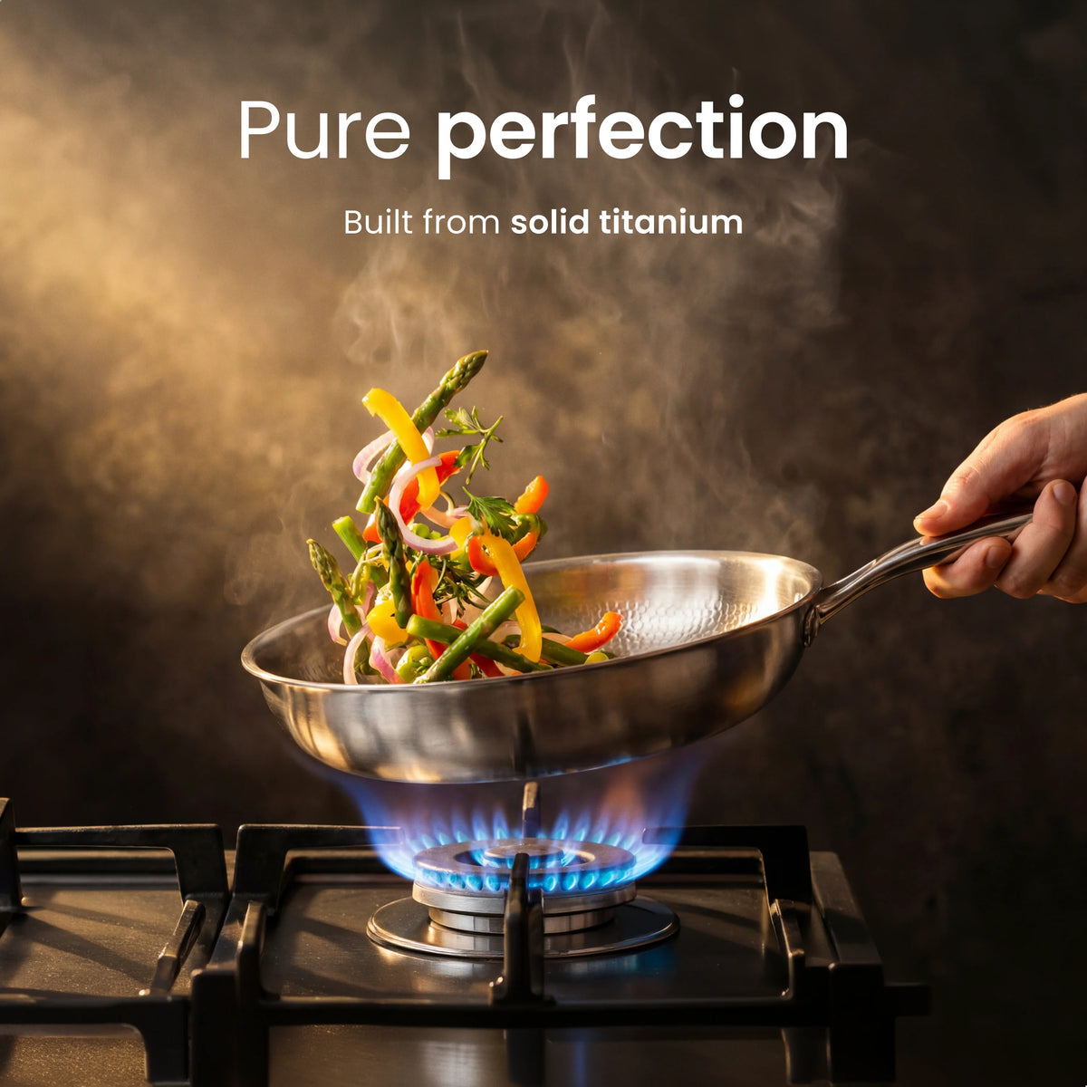 Frying Pan Uncoated Titanium Induction Compatible PFAS-Free