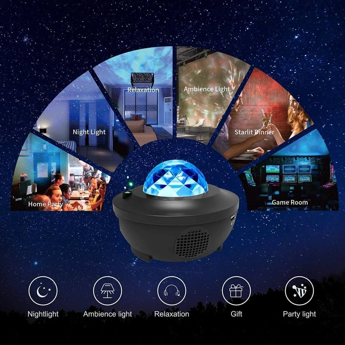 Galaxy Projector Bluetooth Speaker Rechargeable With Remote Control