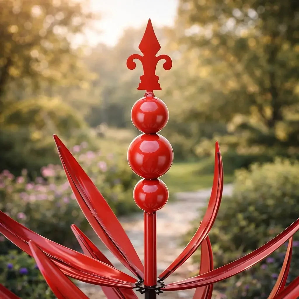 Garden Wind Spinner Metal Lotus Design 35.4 Inch