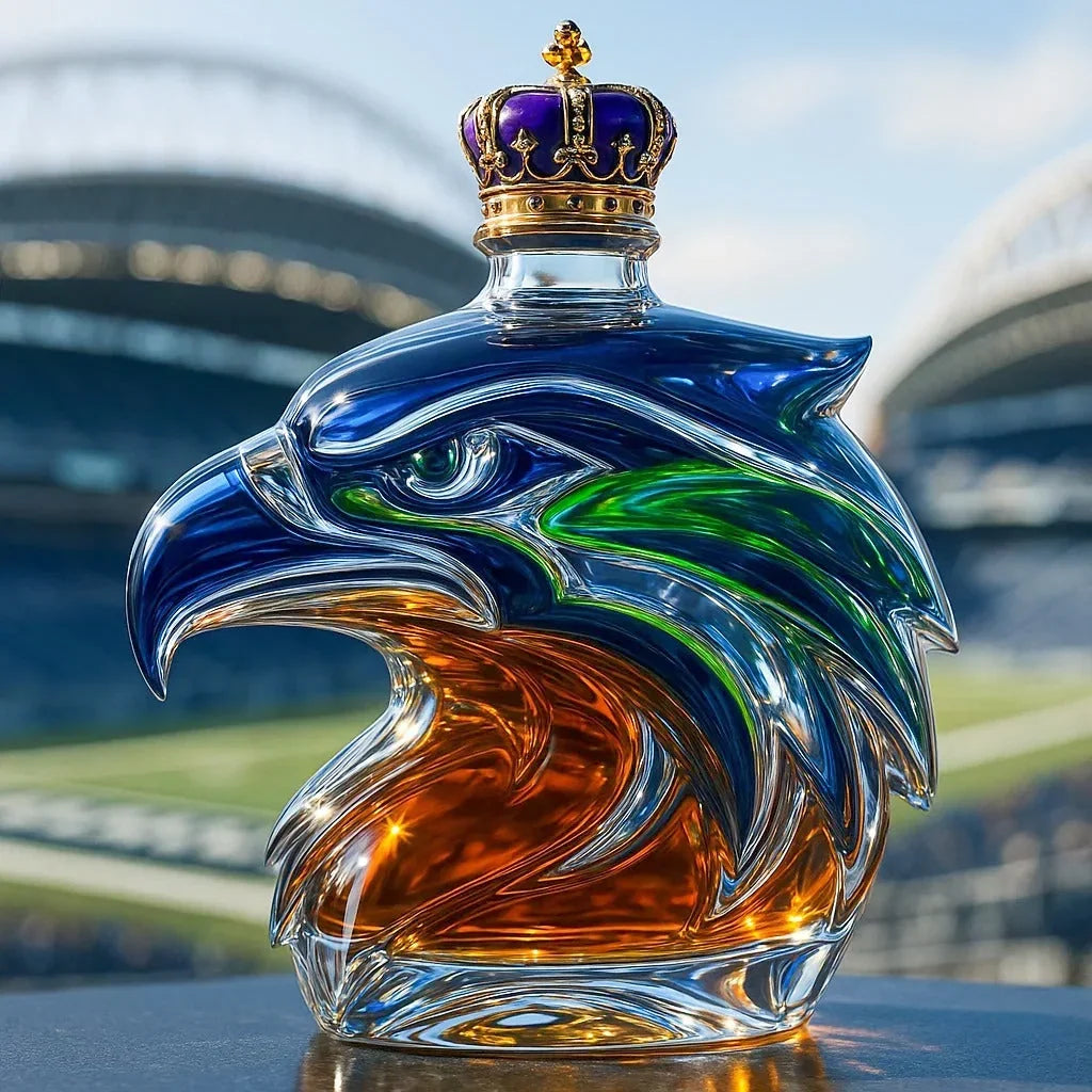 Glass Bottle Sculpted Hawk Head 11.83 Oz