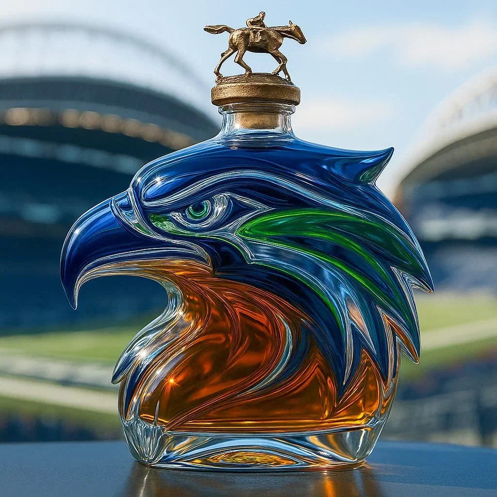 Glass Bottle Sculpted Hawk Head 11.83 Oz
