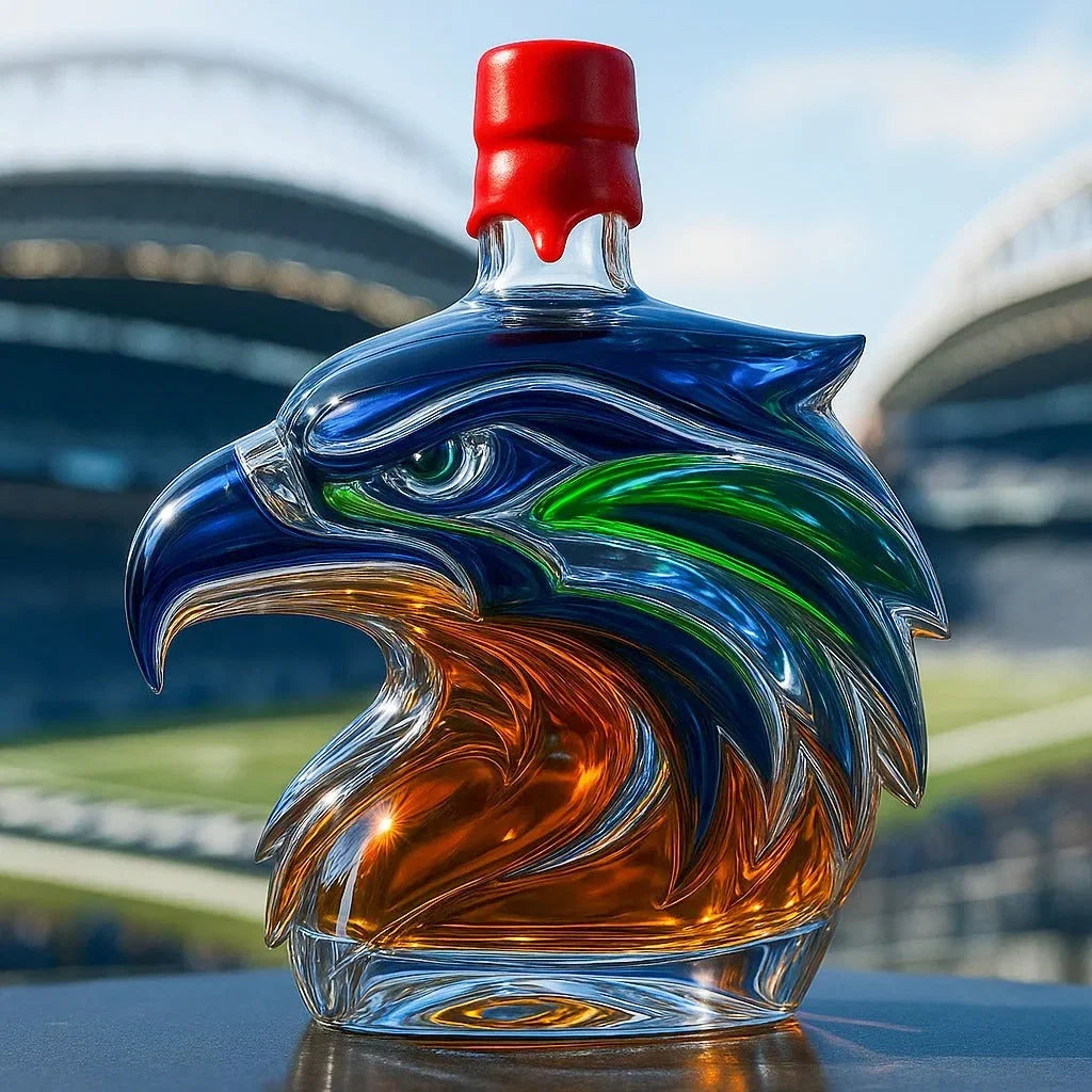 Glass Bottle Sculpted Hawk Head 11.83 Oz