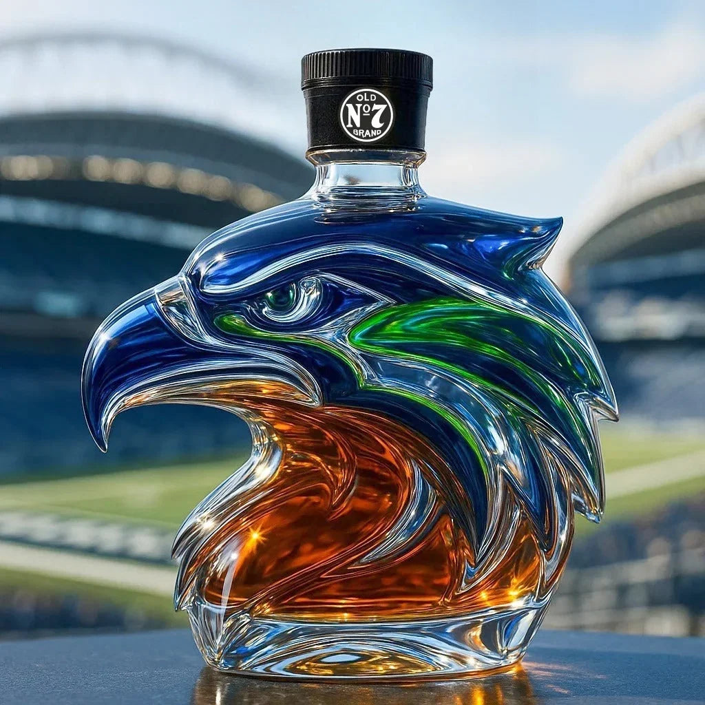 Glass Bottle Sculpted Hawk Head 11.83 Oz