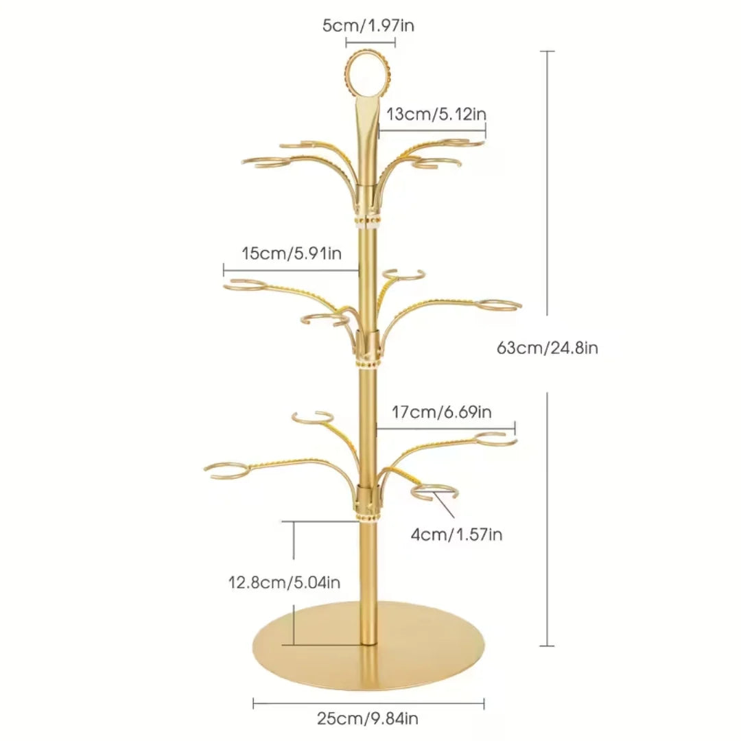 Glass Stand Three-Tier Metal Holds 12 Glasses