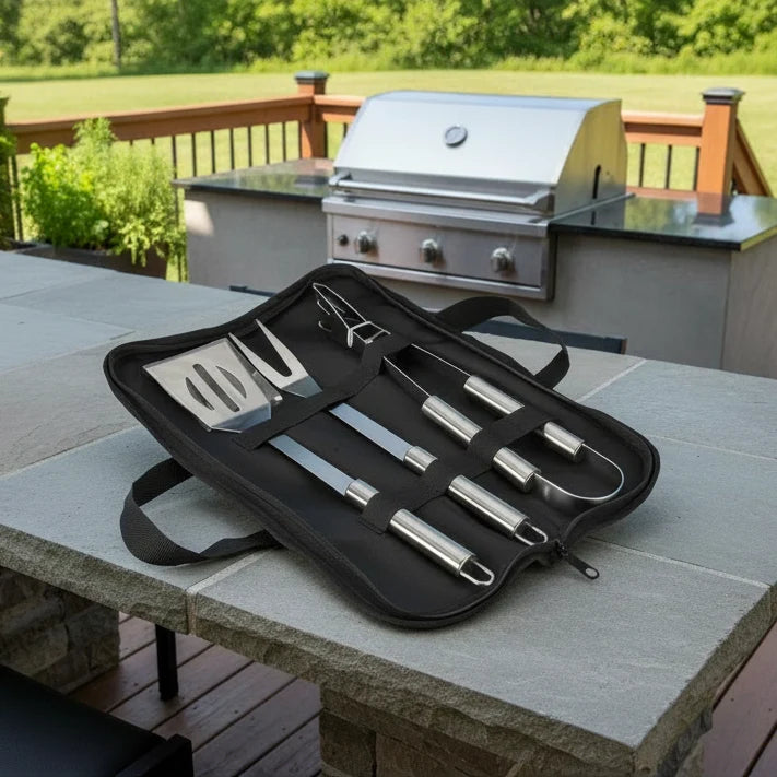 Grill Tool Set Stainless Steel With Carrying Bag