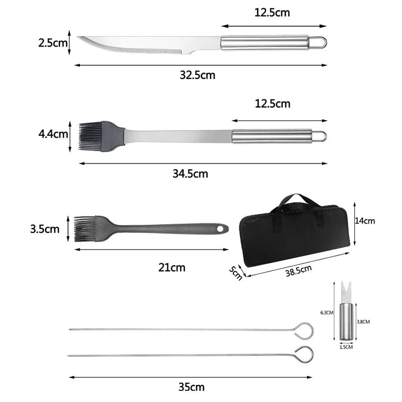 Grill Tool Set Stainless Steel With Carrying Bag