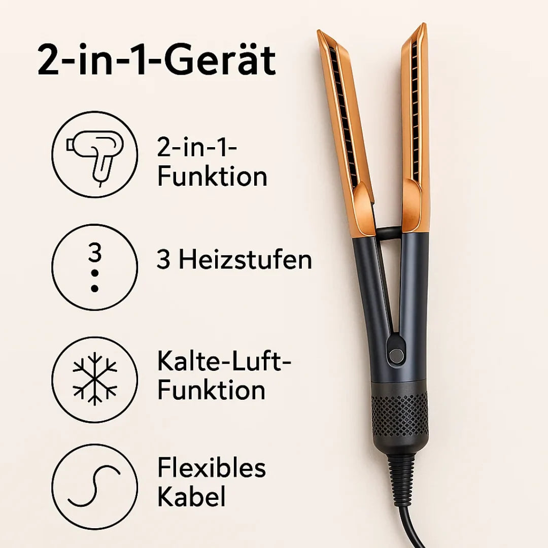 Hair Dryer Straightener 2-in-1 Adjustable Heat & Cool Air