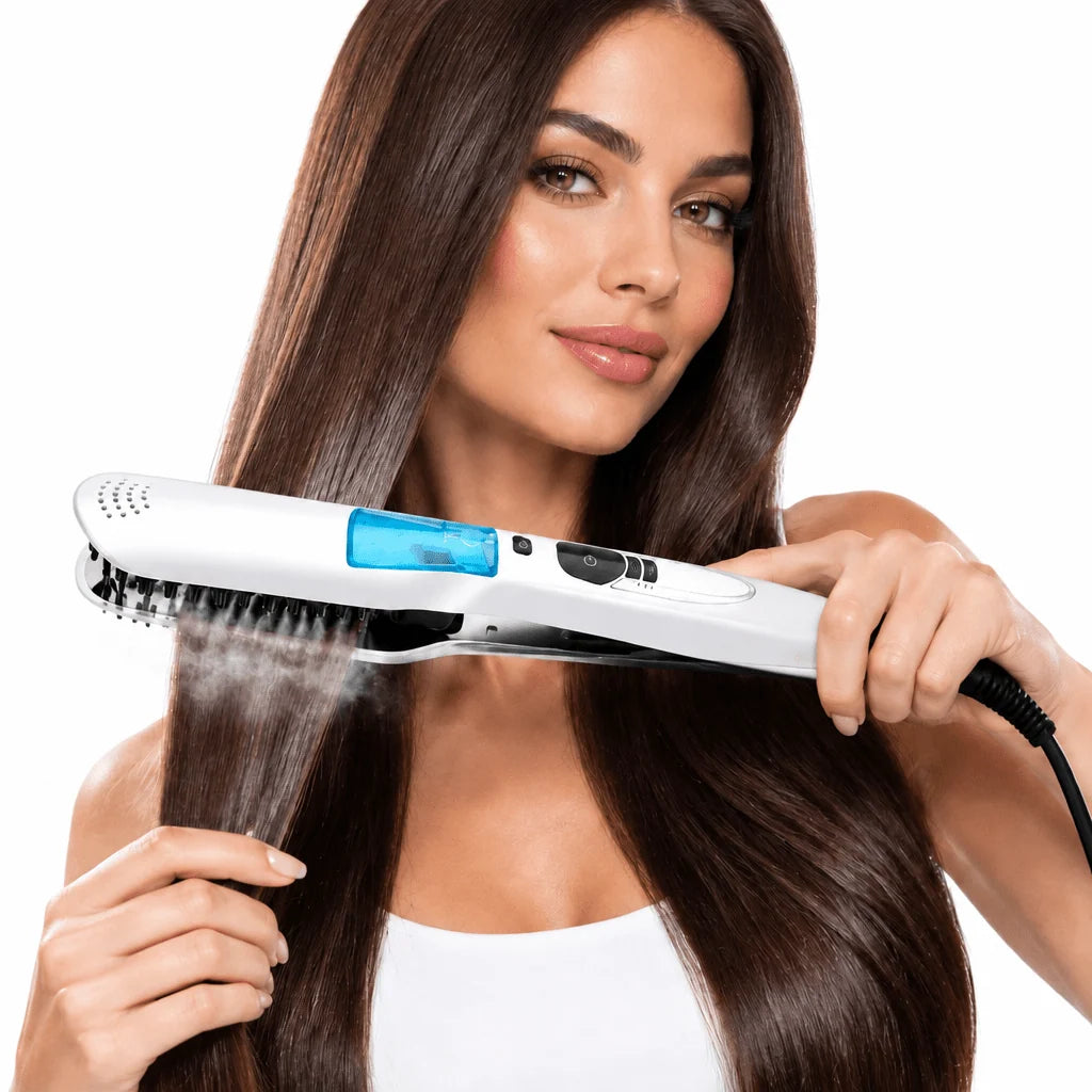 Hair Straightener Steam Ceramic Plates Adjustable Temperature