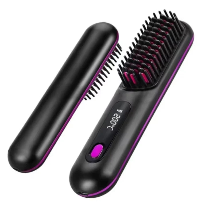 Hair Styling Brush Cordless Ceramic Bristles Scalp Guard