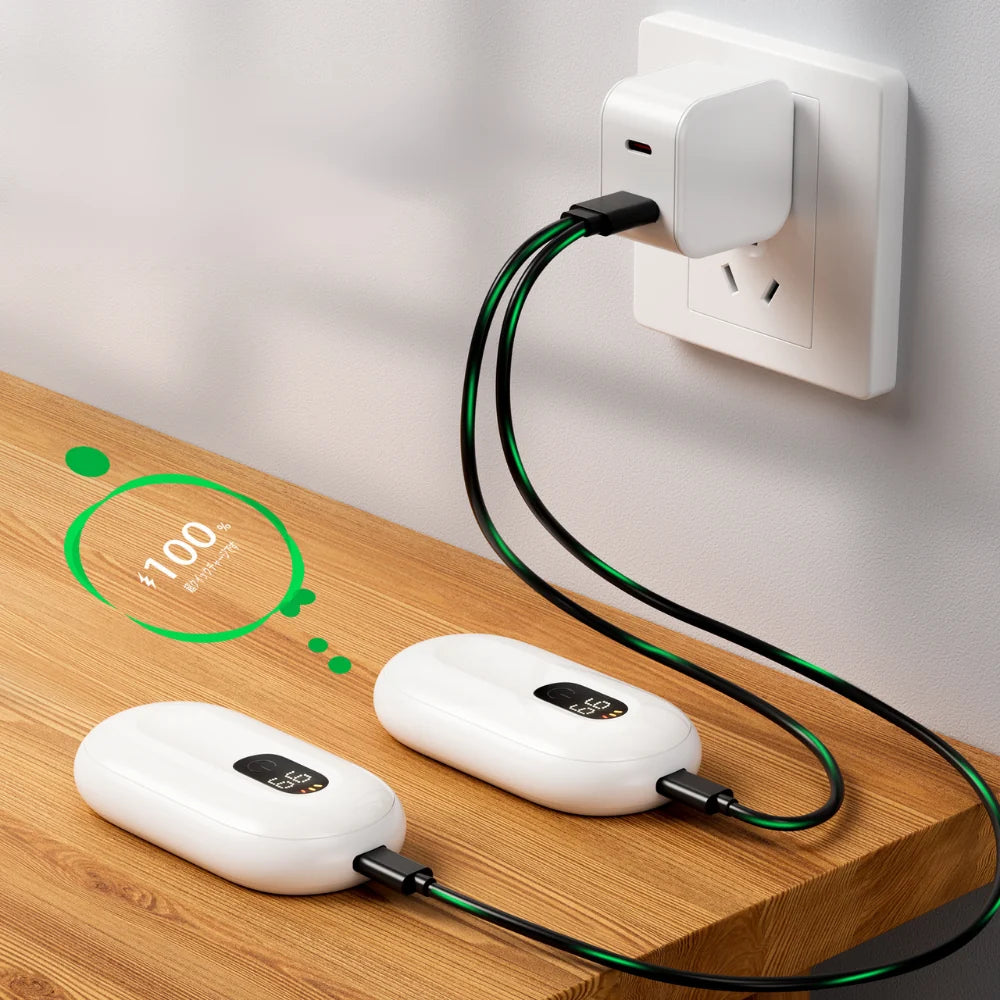 Hand Warmer Set Magnetic Pair LED Display USB-C Rechargeable
