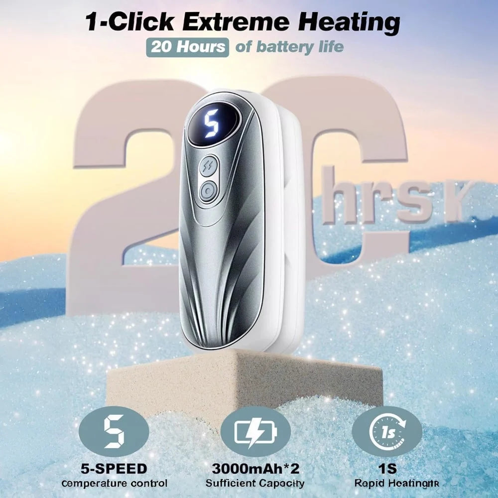 Hand Warmers Rechargeable Pair Adjustable Heat Digital Display