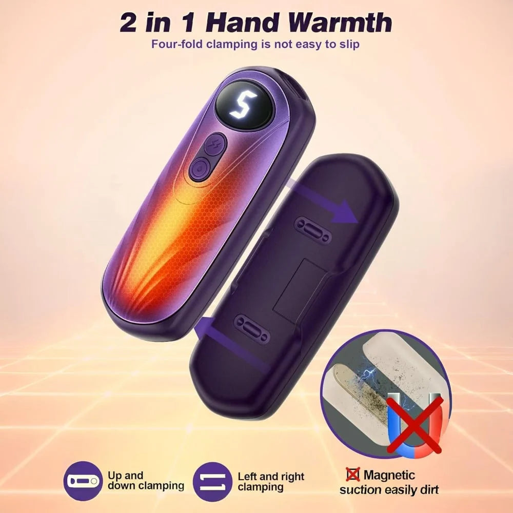 Hand Warmers Rechargeable Pair Adjustable Heat Digital Display