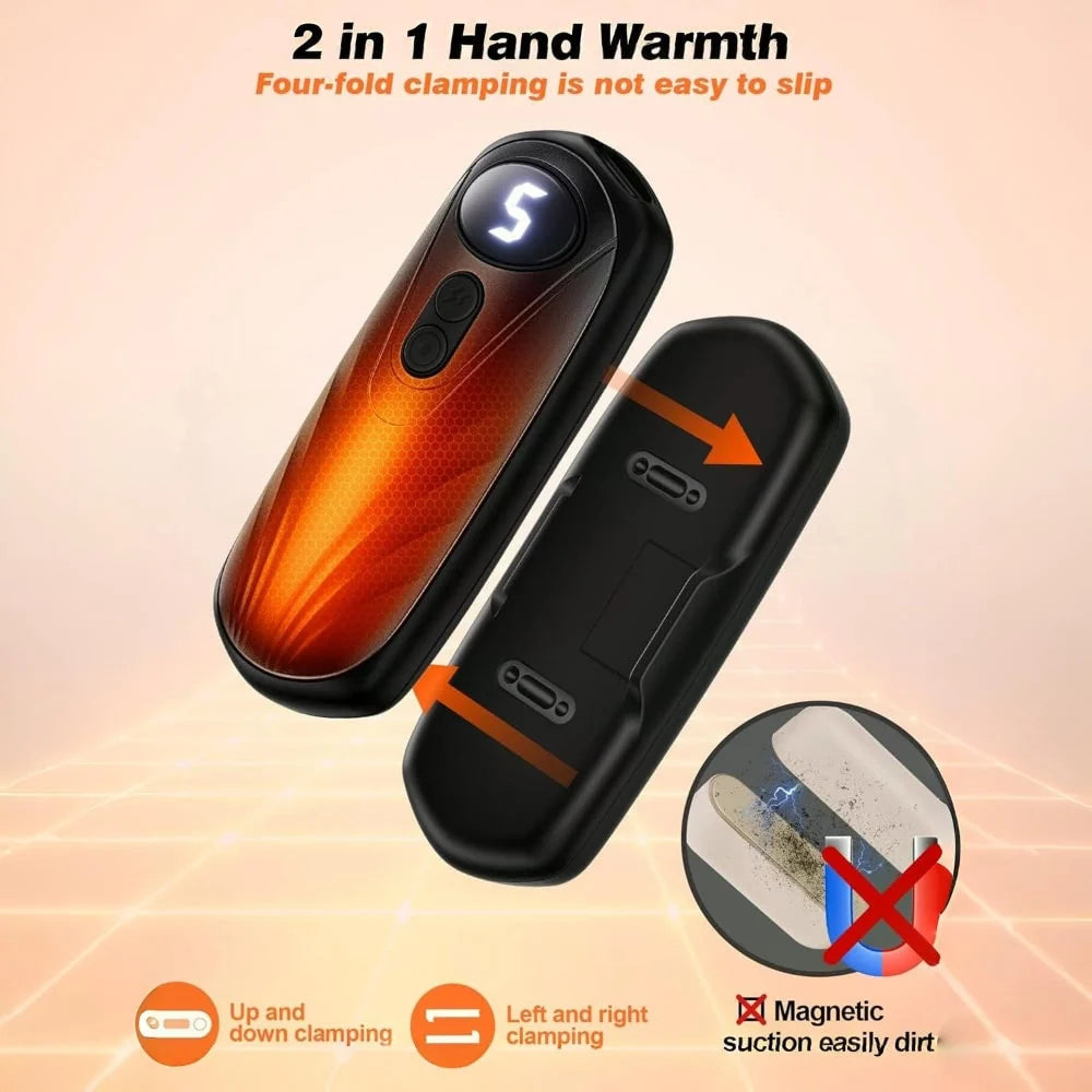 Hand Warmers Rechargeable Pair Adjustable Heat Digital Display