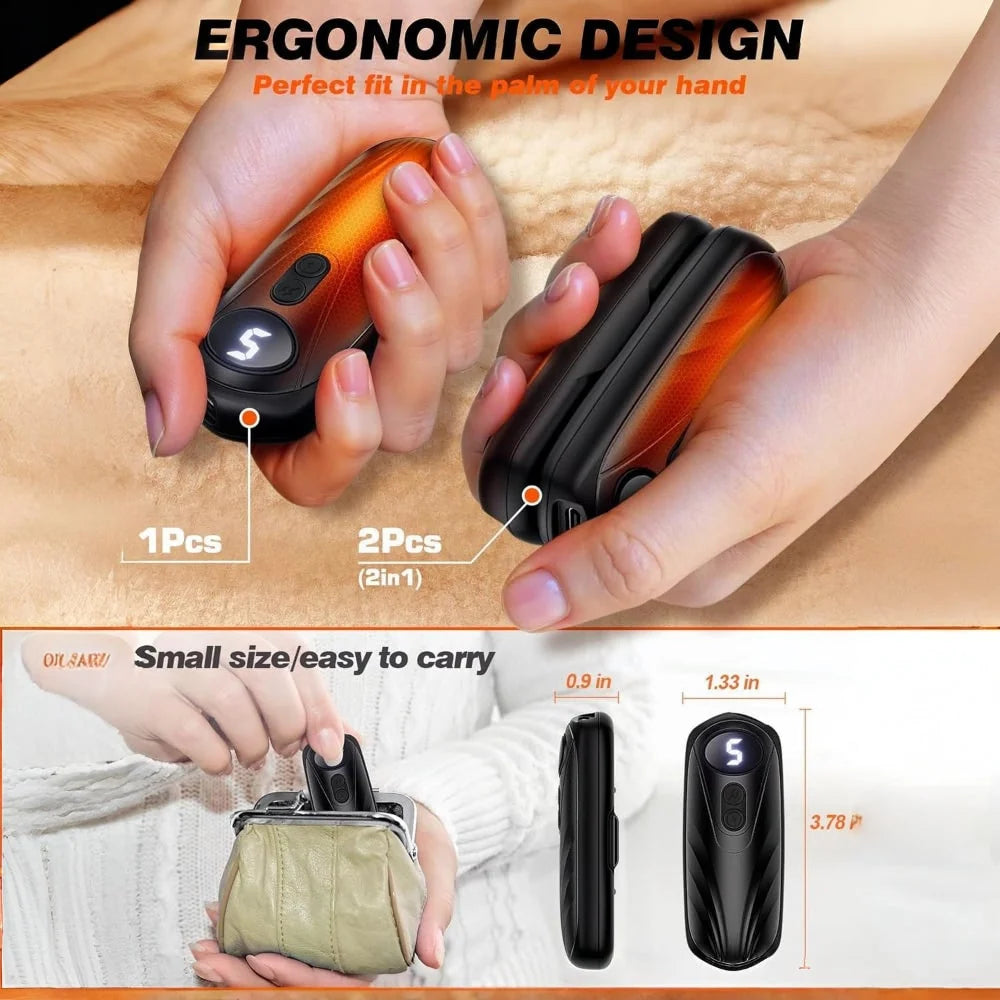 Hand Warmers Rechargeable Pair Adjustable Heat Digital Display