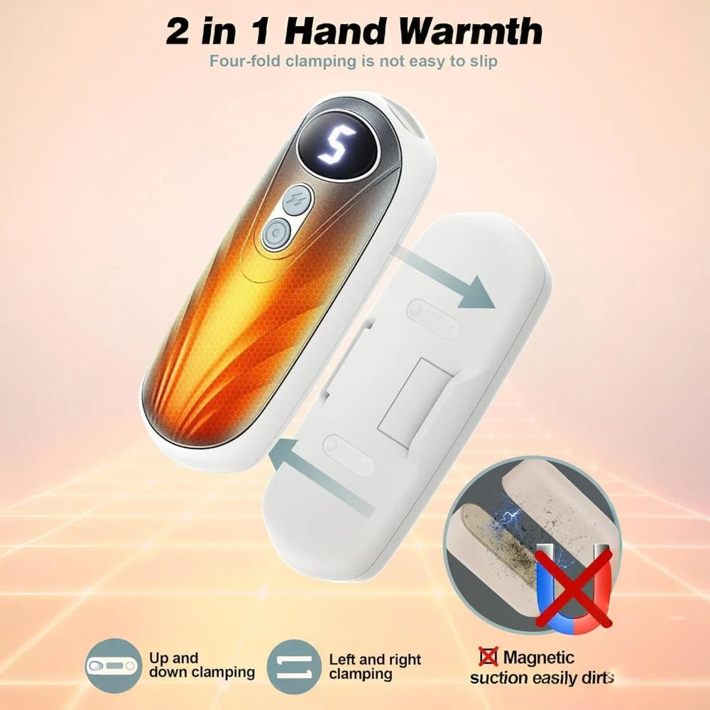 Hand Warmers Rechargeable Pair Adjustable Heat Digital Display