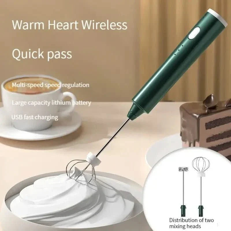Handheld Milk Frother 3-Speed USB-Rechargeable Stainless Steel Whisks