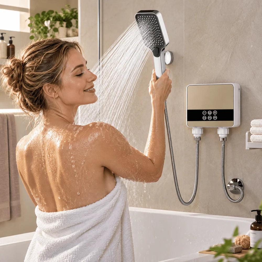 Handheld Shower Head 4 Spray Modes Pressure-Boosting Self-Cleaning Nozzles