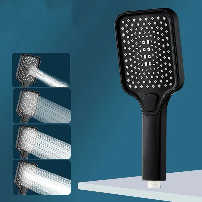Handheld Shower Head 4 Spray Modes Pressure-Boosting Self-Cleaning Nozzles