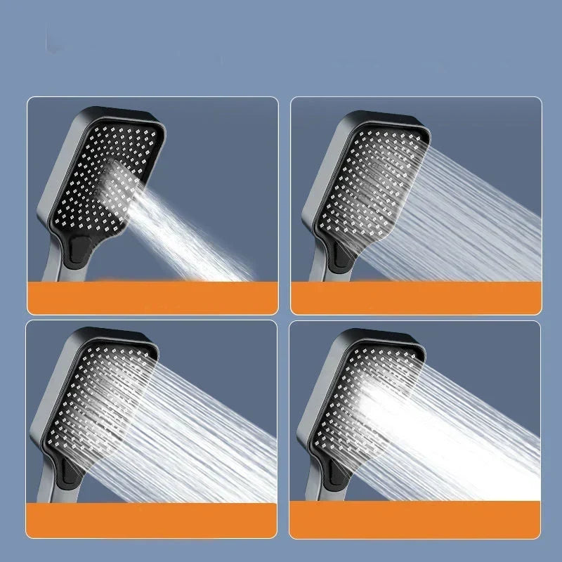 Handheld Shower Head 4 Spray Modes Pressure-Boosting Self-Cleaning Nozzles