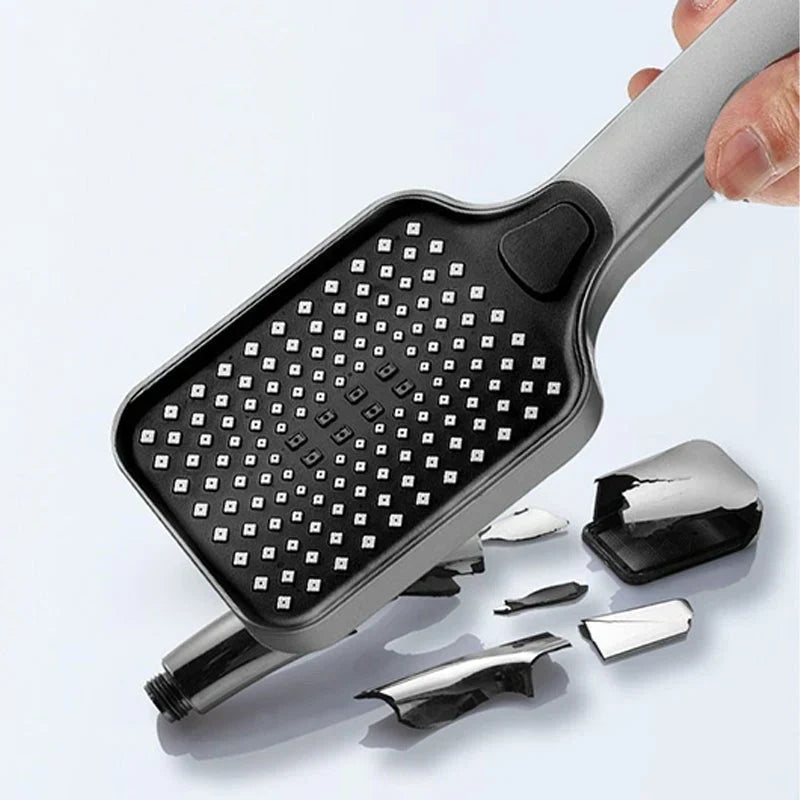Handheld Shower Head 4 Spray Modes Pressure-Boosting Self-Cleaning Nozzles
