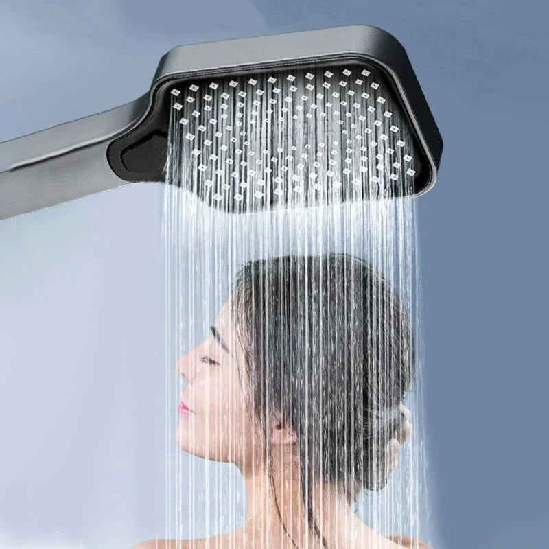 Handheld Shower Head 4 Spray Modes Pressure-Boosting Self-Cleaning Nozzles