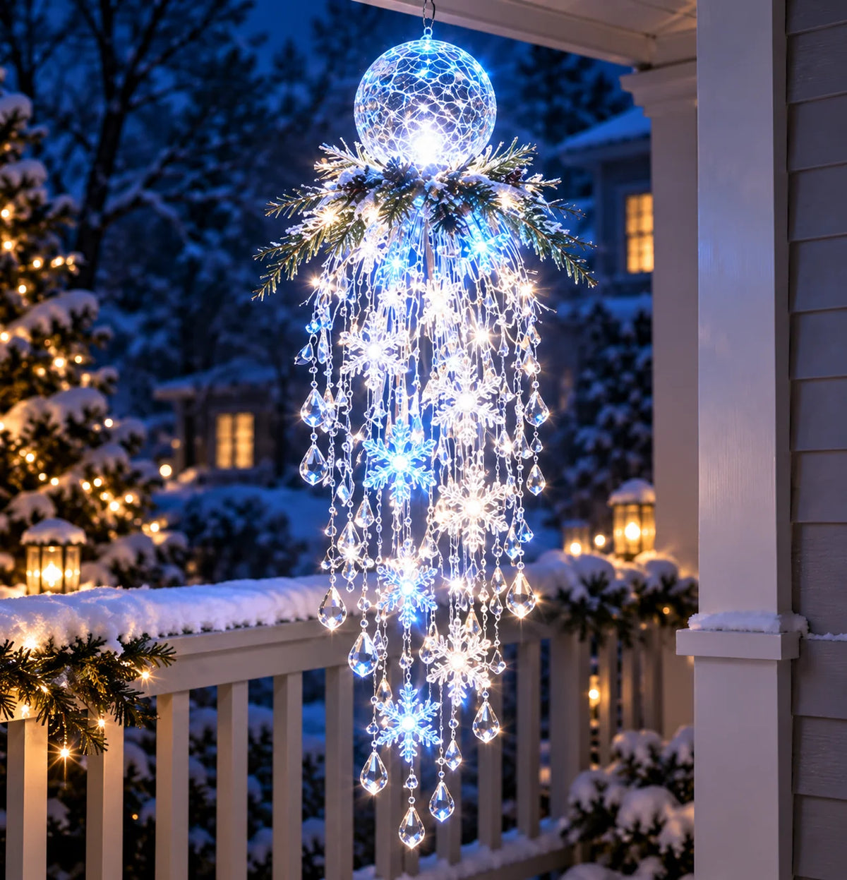 Hanging Christmas Lights Cascading LED Crystal Accents