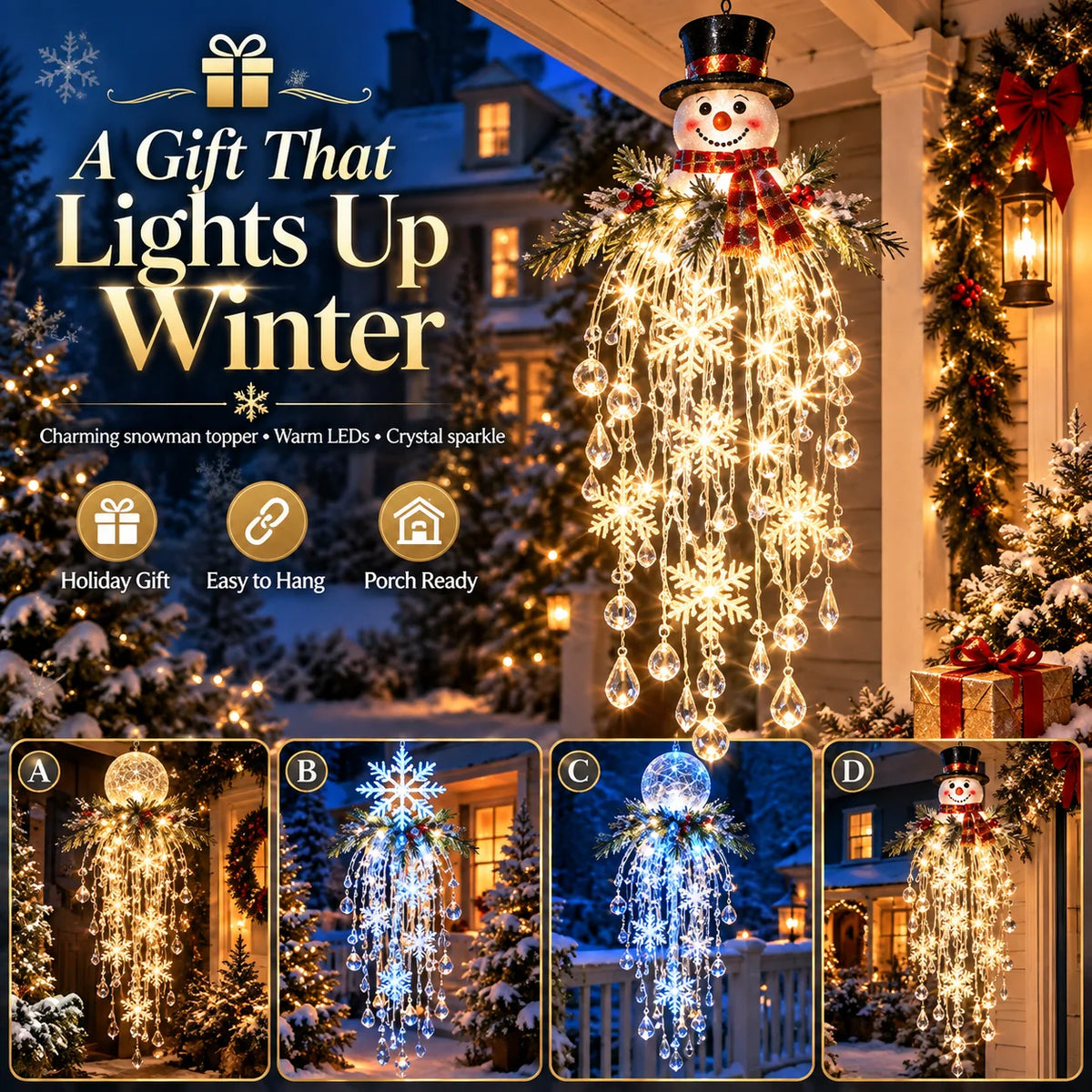Hanging Christmas Lights Cascading LED Crystal Accents