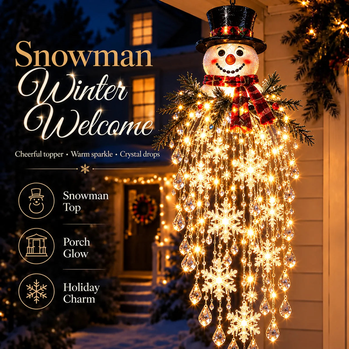 Hanging Christmas Lights Cascading LED Crystal Accents
