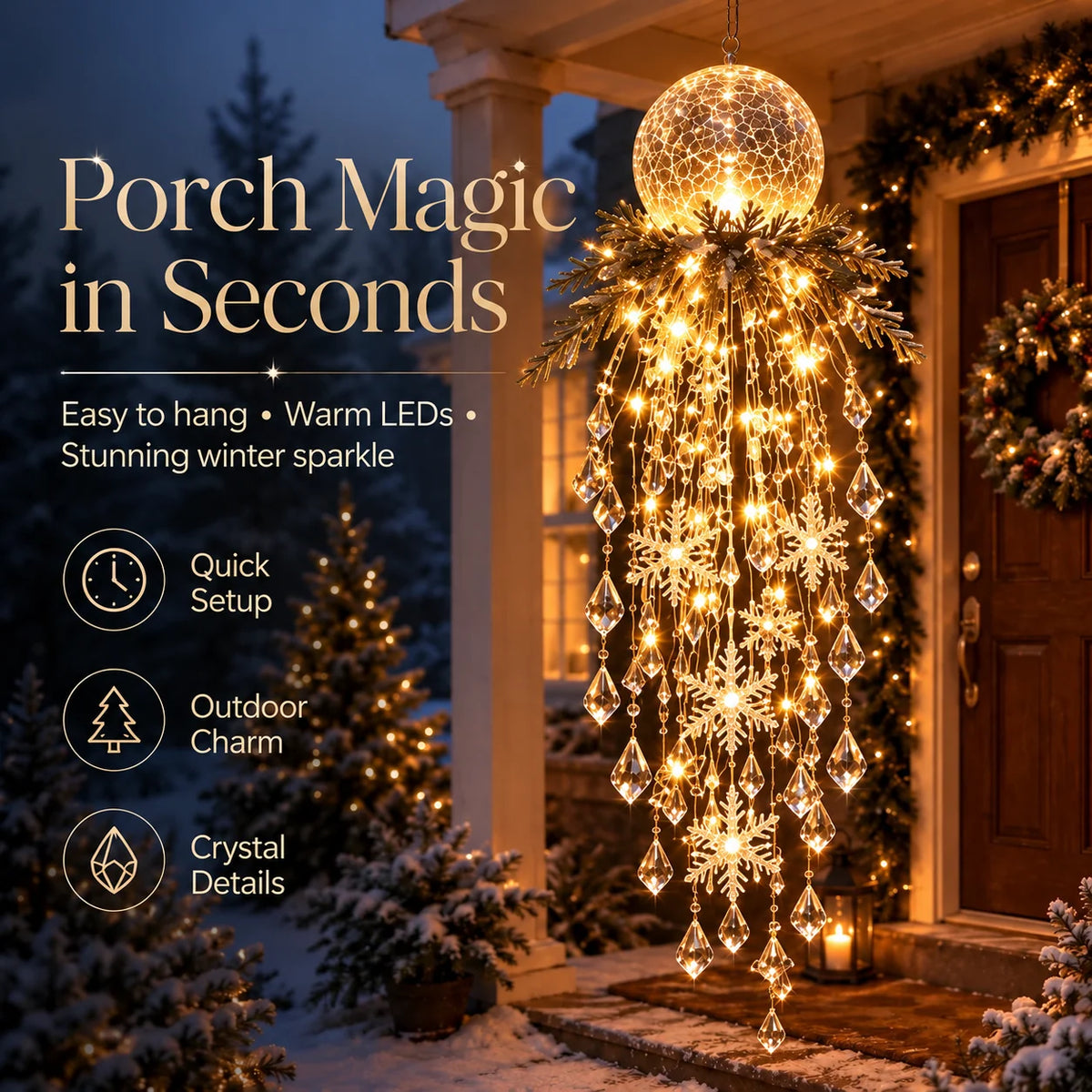 Hanging Christmas Lights Cascading LED Crystal Accents