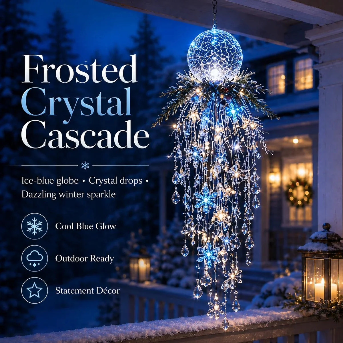 Hanging Christmas Lights Cascading LED Crystal Accents