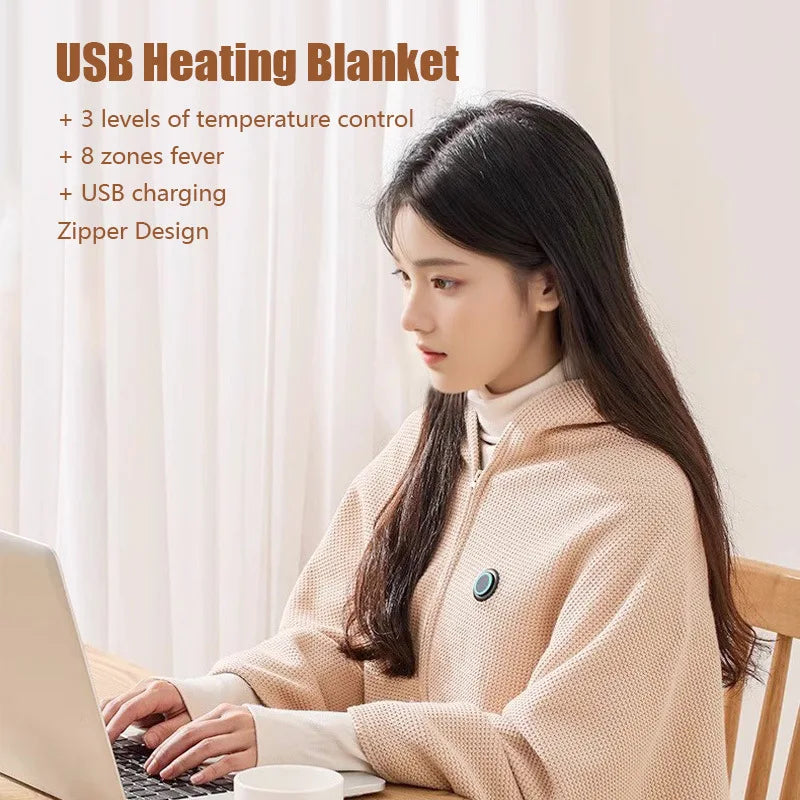 Heated Blanket USB-Powered 8-Zone Heating Soft Fleece