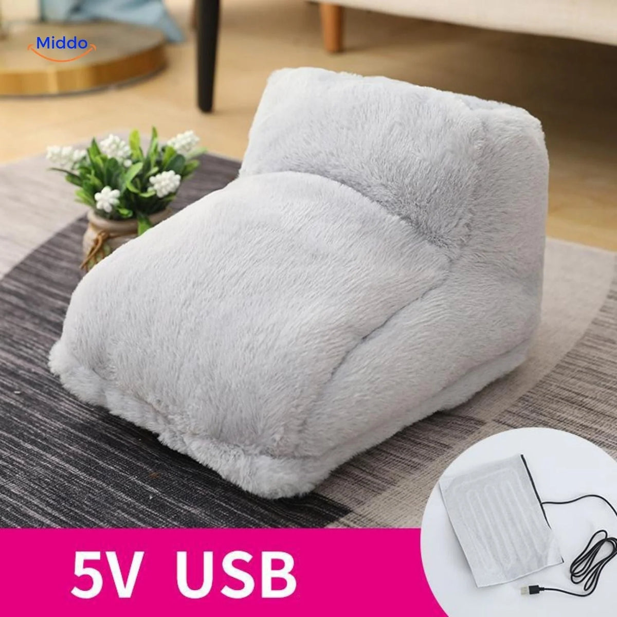 Heated Foot Warmer USB-Powered Plush Non-Slip Base