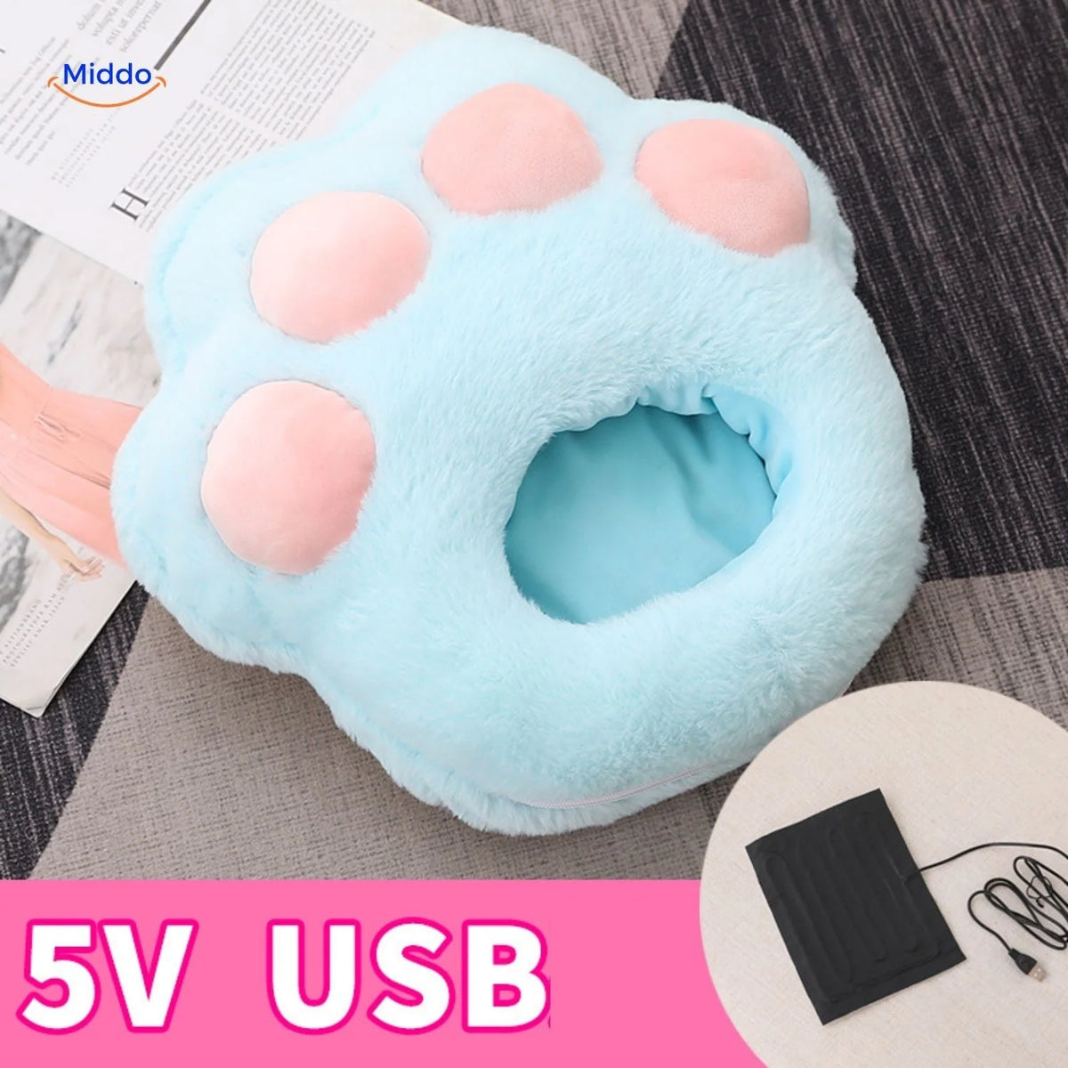 Heated Foot Warmer USB-Powered Plush Non-Slip Base