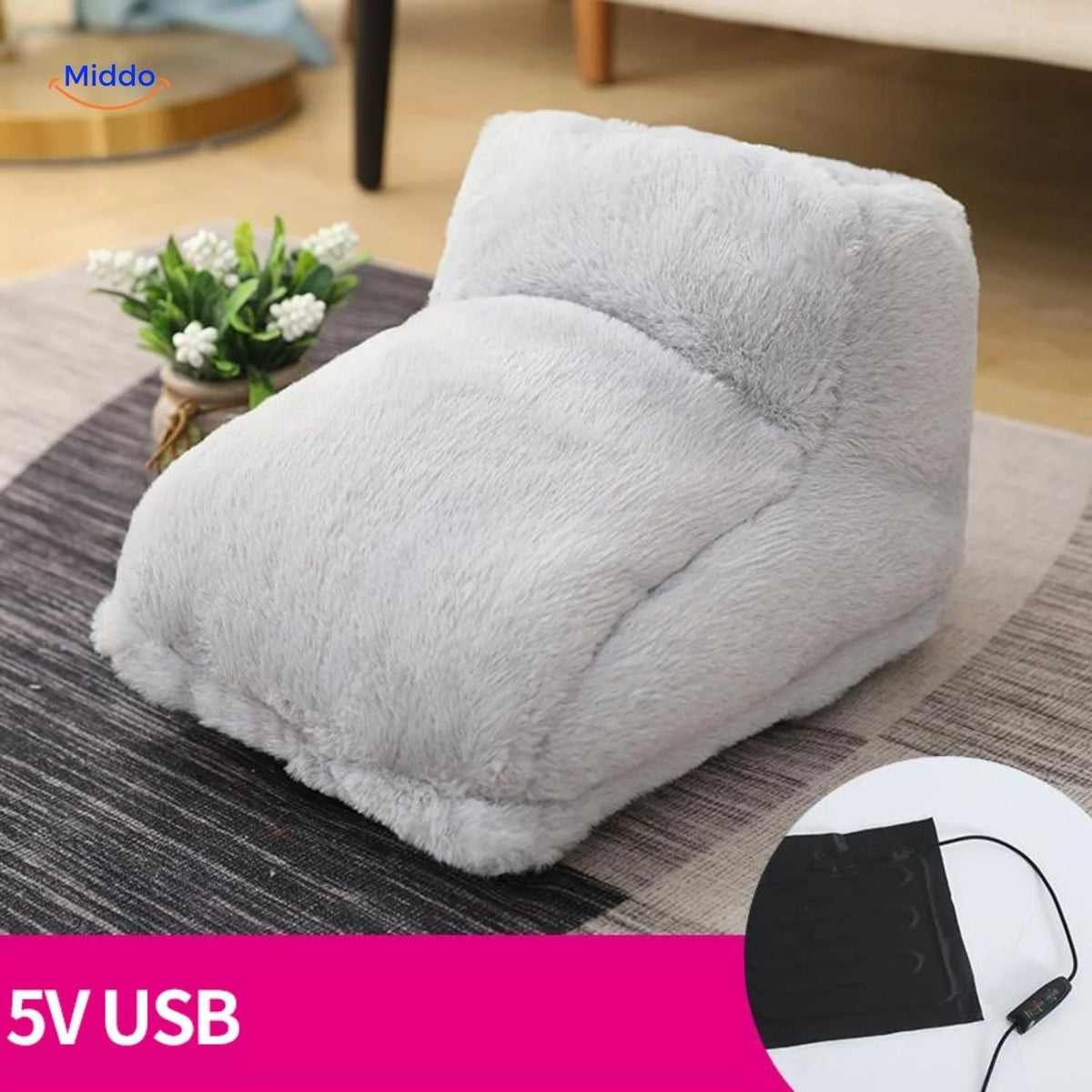 Heated Foot Warmer USB-Powered Plush Non-Slip Base