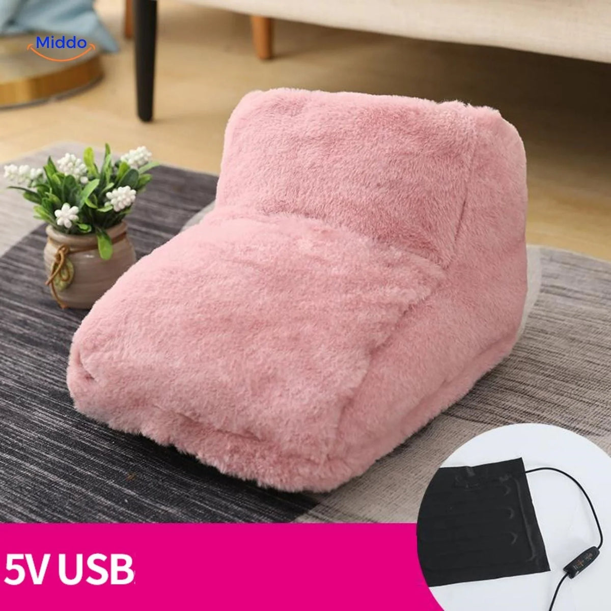 Heated Foot Warmer USB-Powered Plush Non-Slip Base