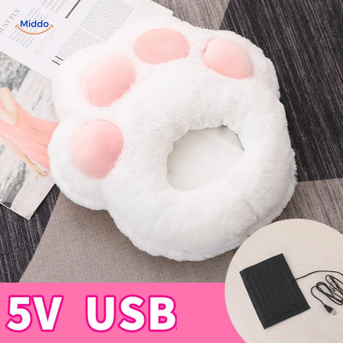 Heated Foot Warmer USB-Powered Plush Non-Slip Base
