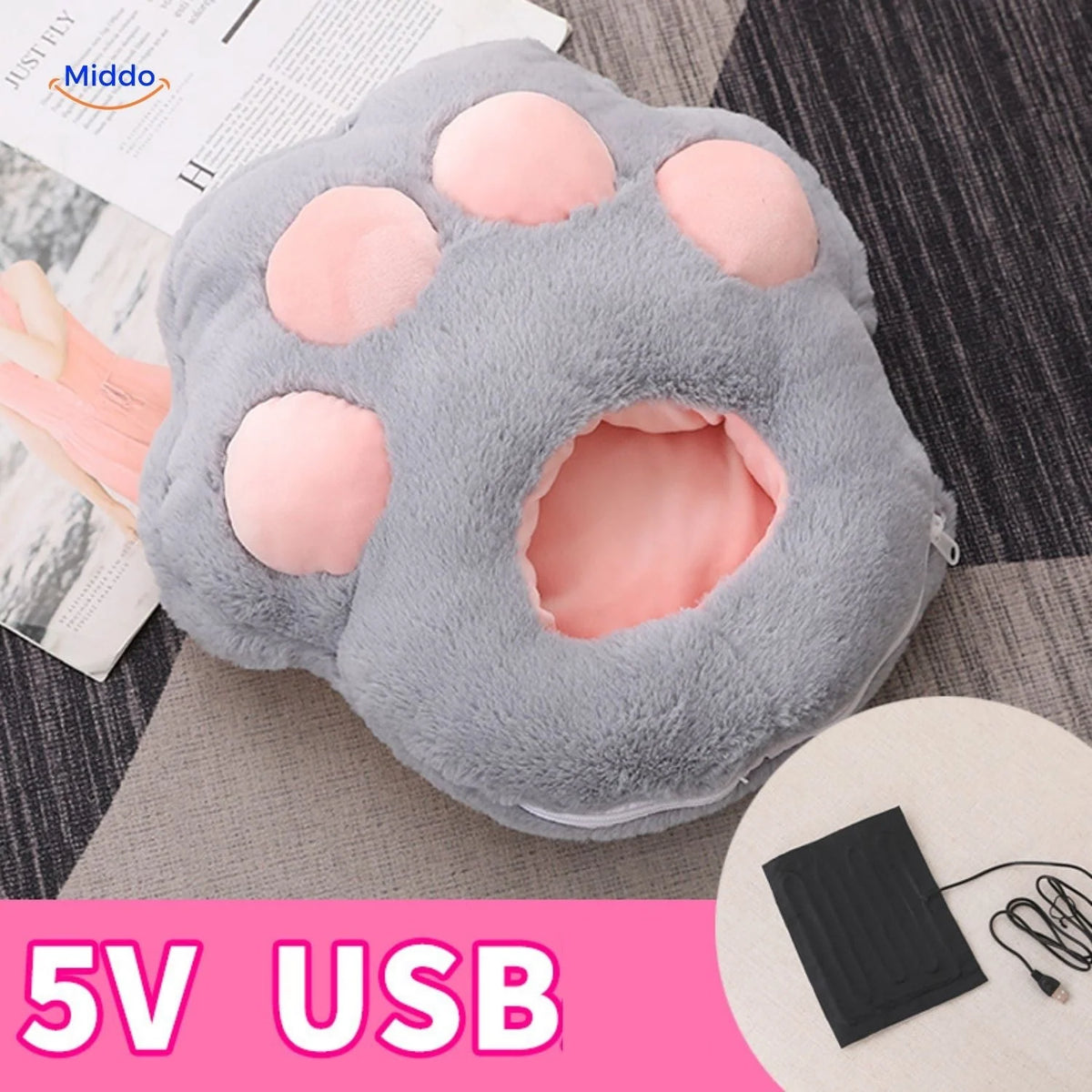 Heated Foot Warmer USB-Powered Plush Non-Slip Base