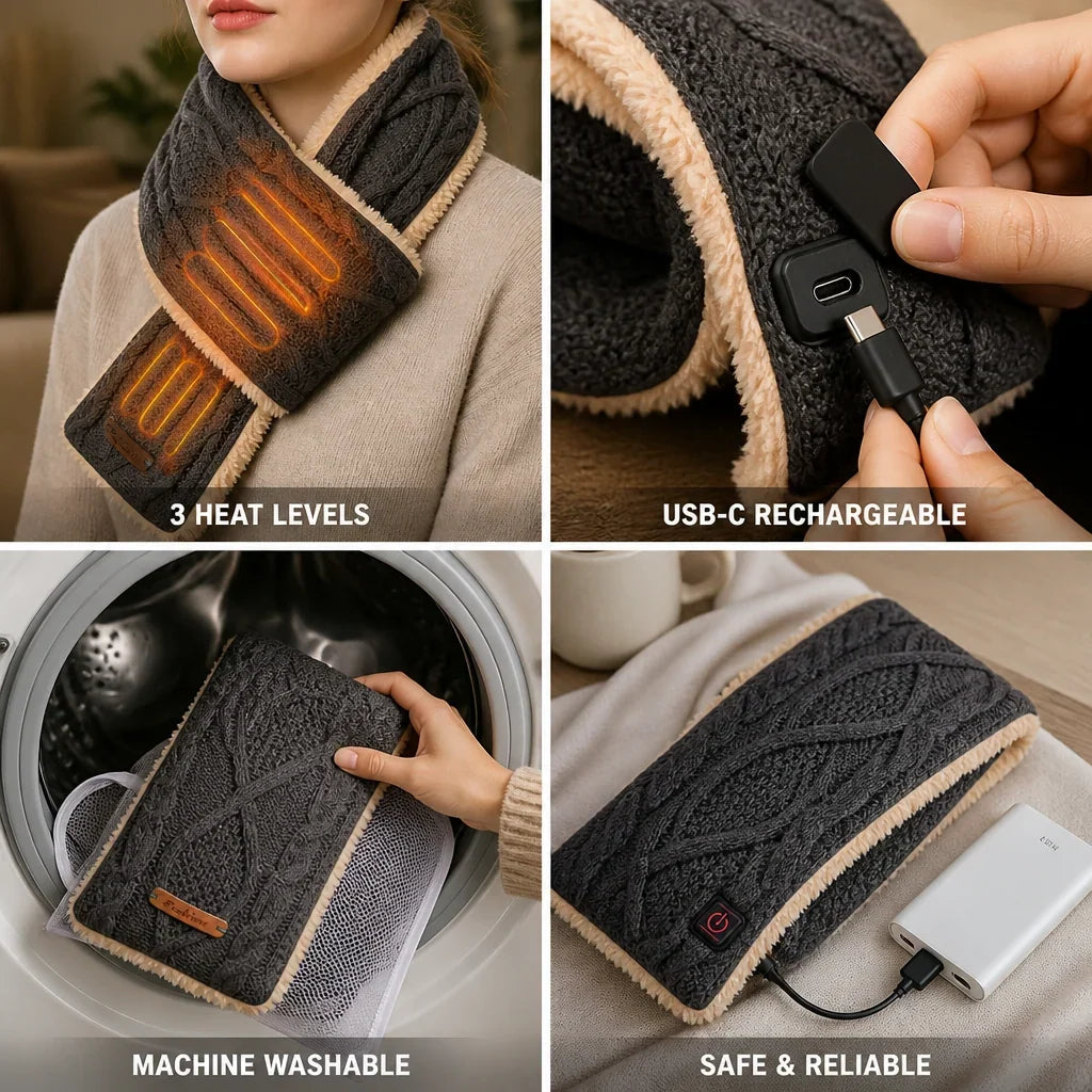 Heated Neck Warmer 3 Heat Settings USB-C Rechargeable