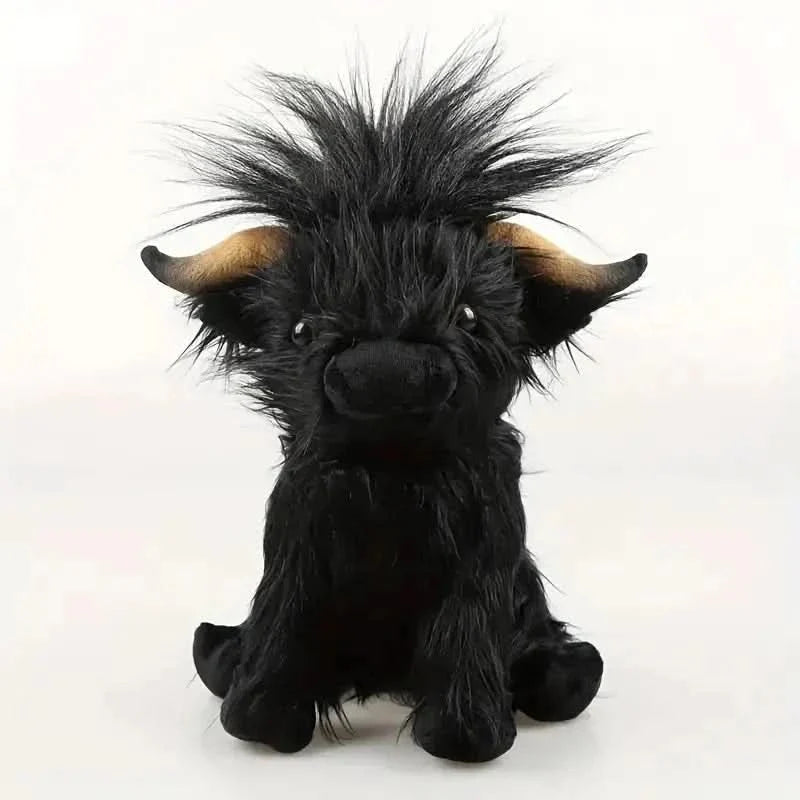 Highland Cow Plush Toy Super-Soft Shaggy Mane 9.8-Inch
