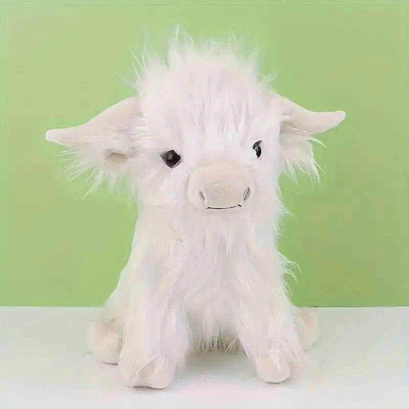Highland Cow Plush Toy Super-Soft Shaggy Mane 9.8-Inch